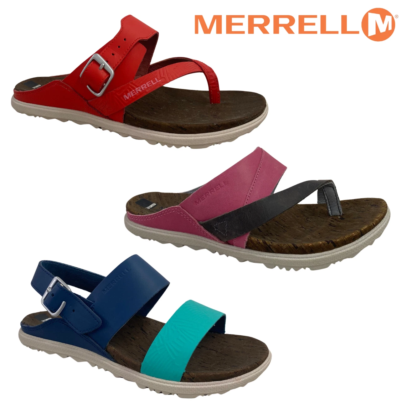 Womens Merrell Leather Sandals Comfort Performance Girls Around Town Sandal Shoe