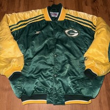 Vtg Starter Green Bay Packers Football Letterman Satin Snap Jacket Mens Large