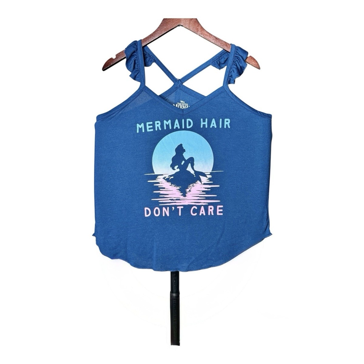 Disney Ariel Little Mermaid Tank Top XL Blue Criss Cross