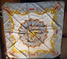 Vintage 70s Burberrys of London Silk Scarf Equestrian Ribbon Nova Check 34" SQ