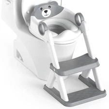 2 in 1 Potty Training Seat for Boys Girls Splash Guard Anti-Slip Pad Step Stool