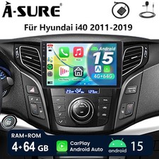 Apple Carplay 4+64GB Android 15 Autoradio Für Hyundai i40 2011-2019 GPS NAVI RDS