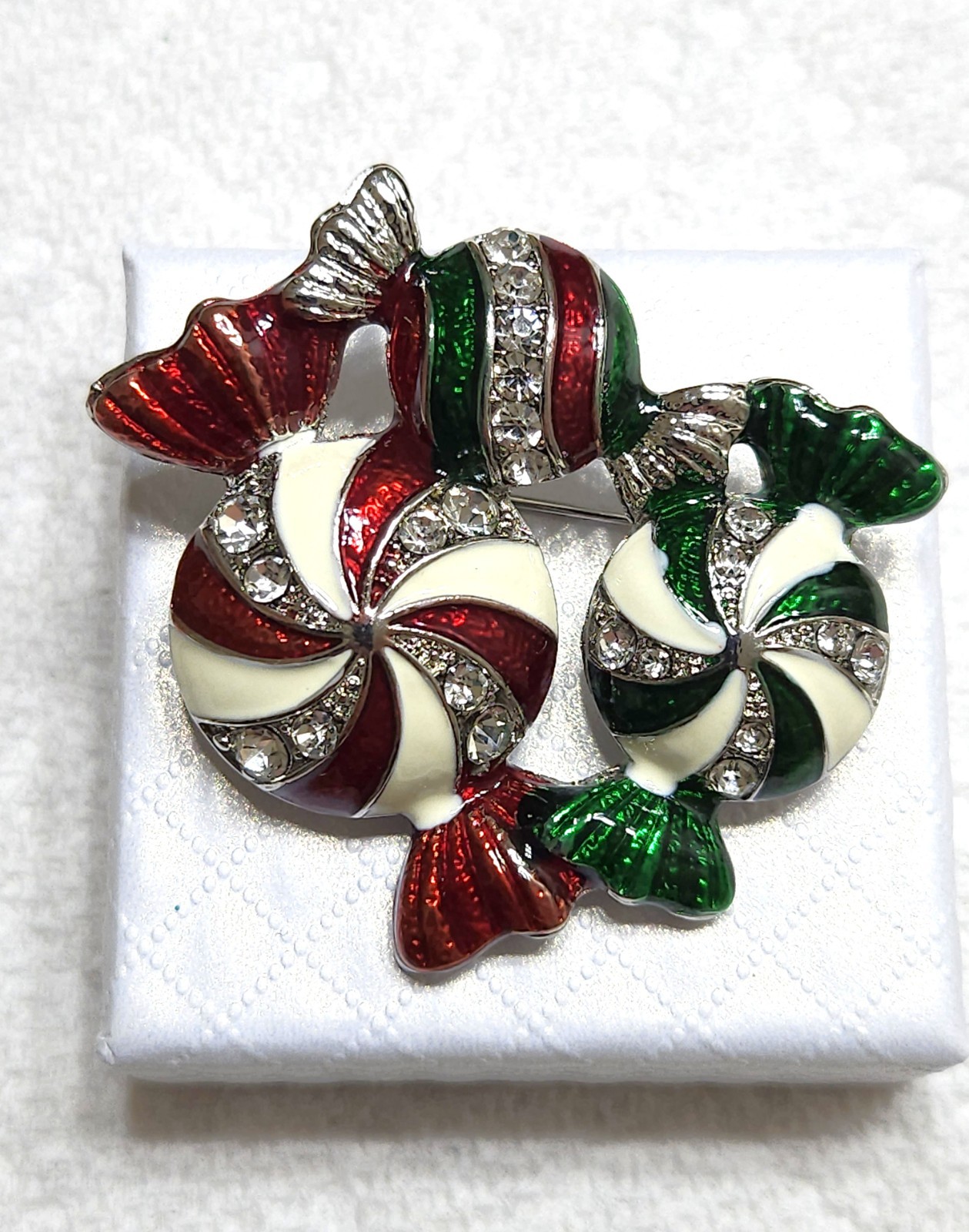 Vintage Inspired Christmas Candy Cane Hard Candy Brooches Pins ( Set of Two)
