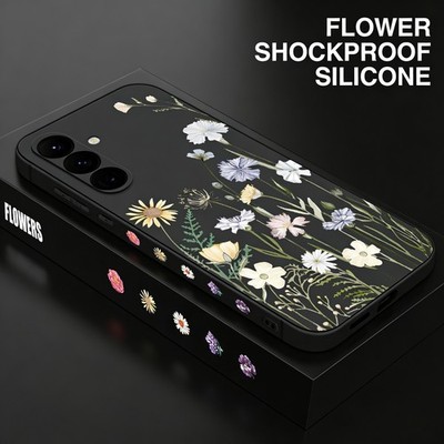 Silikon Handyhülle mit Blumen für Samsung S26 Ultra S25 S24 Ultra S23 S22 S21