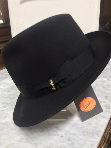 Origi. Borsalino Cappello Qualità Superiore Feltro Nero Fedora Bogart Nuovo  Tg54 | eBay