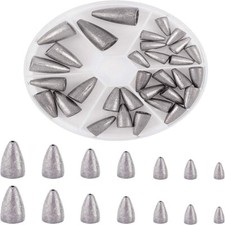 1box 47pc Bullet Weights Sinker Fishing Weights Sinkers for Fishing 11 25x6 13mm