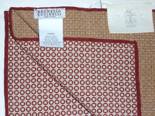 BRUNELLO CUCINELLI GEOMETRIC FINISHED EDGE SILK POCKET SQUARE NWT 245