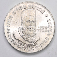 AUSTRIA Moneta 500 Schilling 1980 100 Jahre Rotes Kreuz - Argento Silver