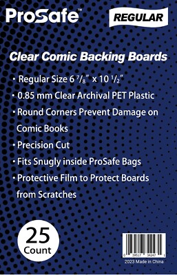 Crystal CLEAR COMIC BACKER BOARDS, PRO SAFE Regular Size - Free Shipping!
