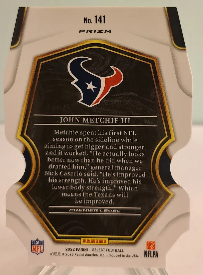 2022 PANINI SELECT FOOTBALL JOHN METCHIE III PREMIER LEVEL ZEBRA PRIZM DIE CUT - Image 2 of 2