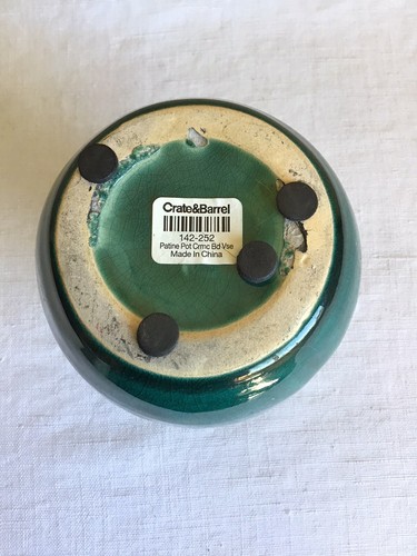 Vaso Patina Ceramica Verde Smaltata Cresta e Barile Vaso Bocciolo Floreale Alto 5,5" - Foto 6 di 8