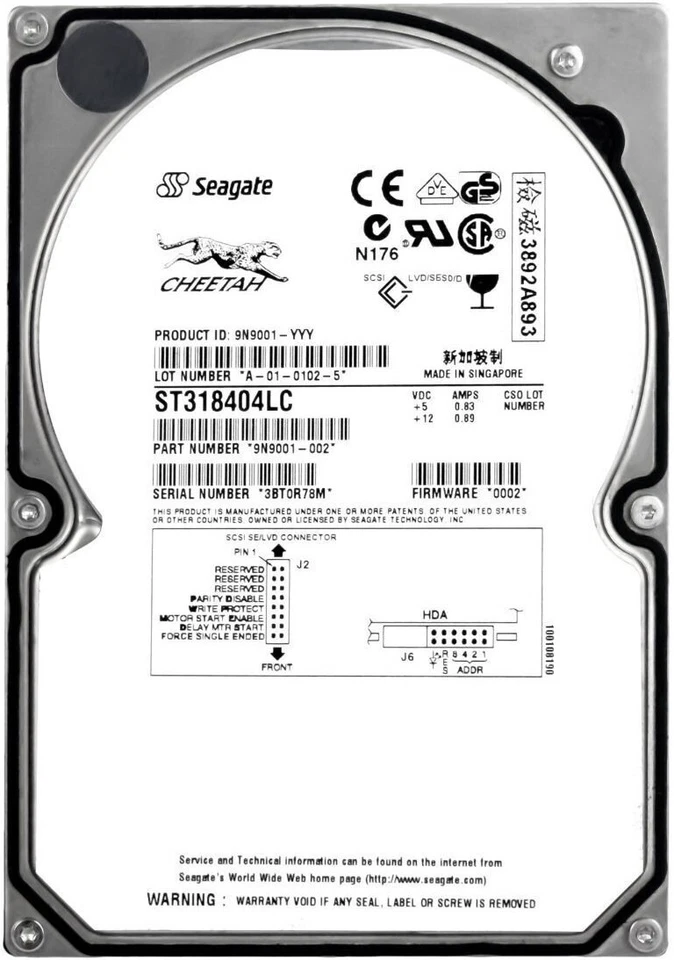 Hard Drive Seagate Cheetah ST318404LC 18.2GB 10000RPM 4MB SCSI U160 3.5'' - Image 3 of 3