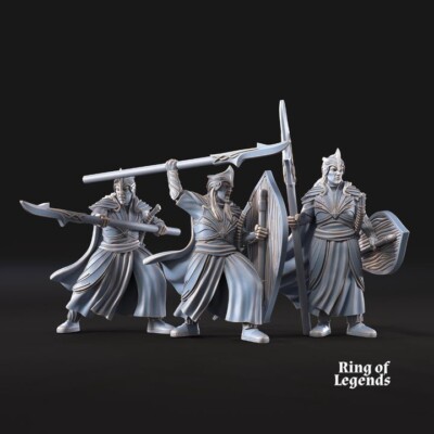 6x Spearmen with opt. shield | Galanthir Elves | Ring Of Legends MESBG  DnD