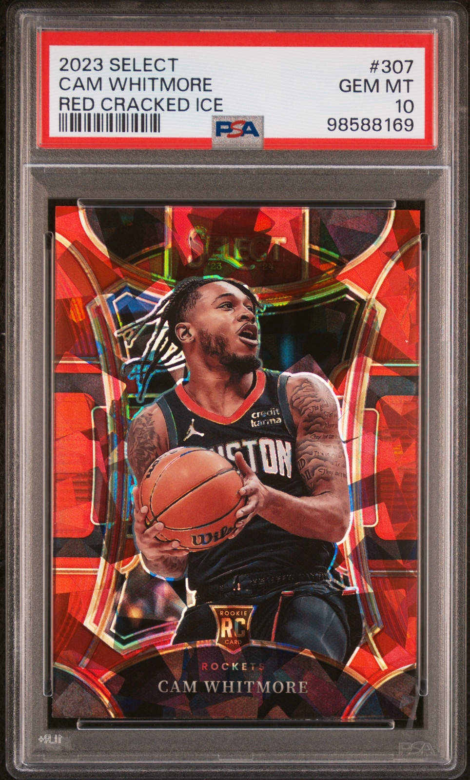 2023 Panini Select #307 Cam Whitmore Rookie Red Cracked Mezzanine Ice PSA 10