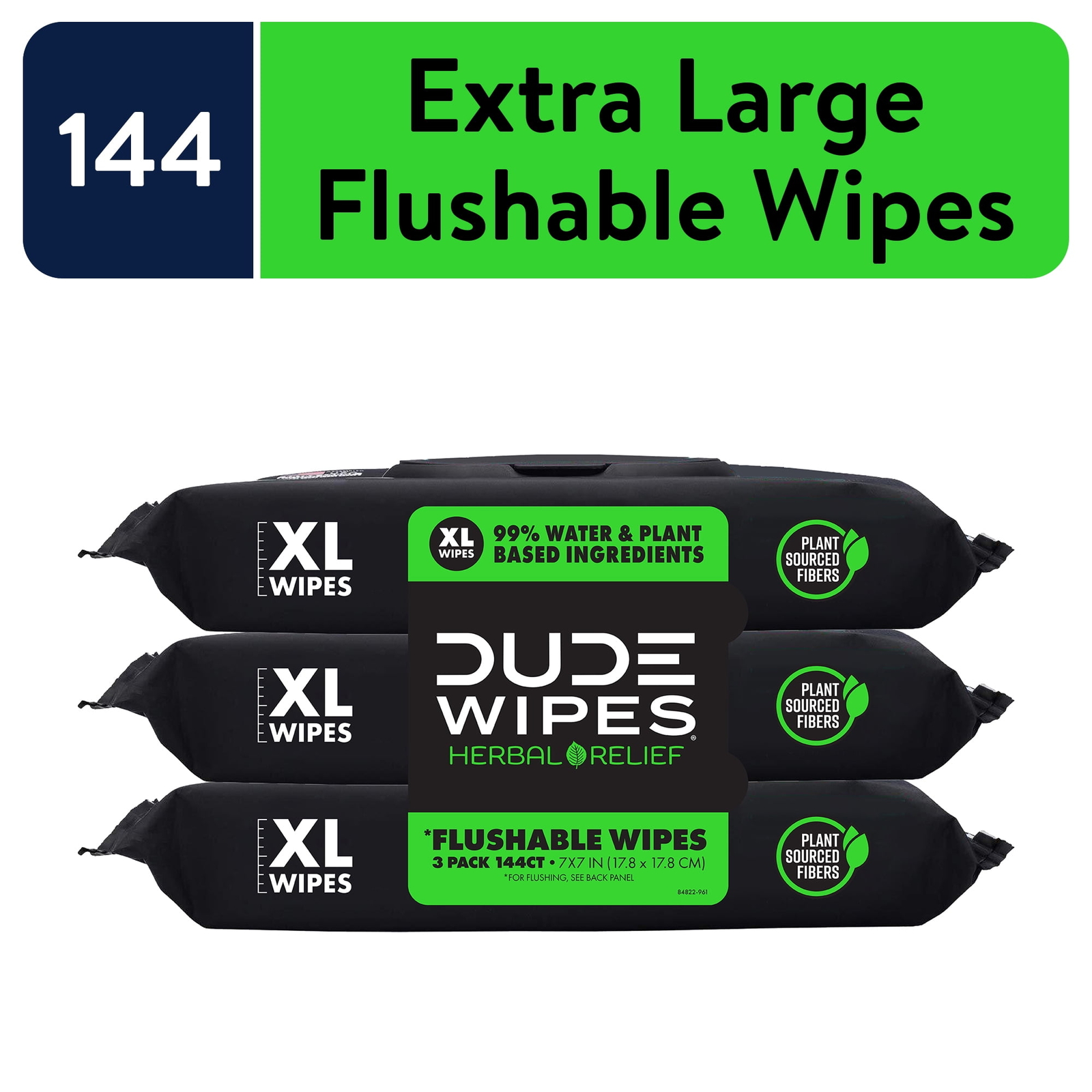 Flushable Wipes, XL Household Wipes, Herbal Relief, 144 Count