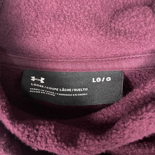 Under Armour Womens Large Hoodie Kangaroo Pockets Loose Fit Logo Dark Purple - Picture 4 of 10