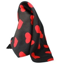 Sweet Heart Silk Pocket Square by ROYAL SILK - Black Silk Red Hearts - 16  Squar