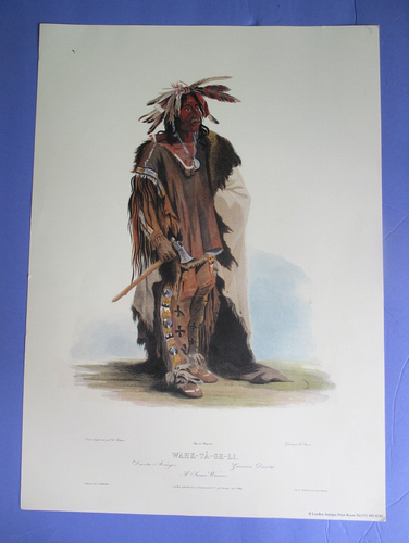 Native American Indian Art Sioux Indian Warrior Wahk Ta Ge Li 12x17 Karl Bodmer - Picture 9 of 23