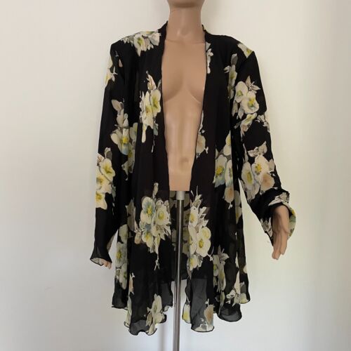 Wild Thyme Womens Size 16 Black Open Front Kimono… - image 1
