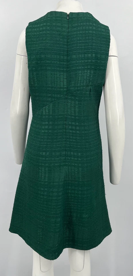 Vestido Oscar De La Renta P14 MANCHADO Verde Texturizado Ajuste + Acampanado Talla 10 Foto 4 de 4