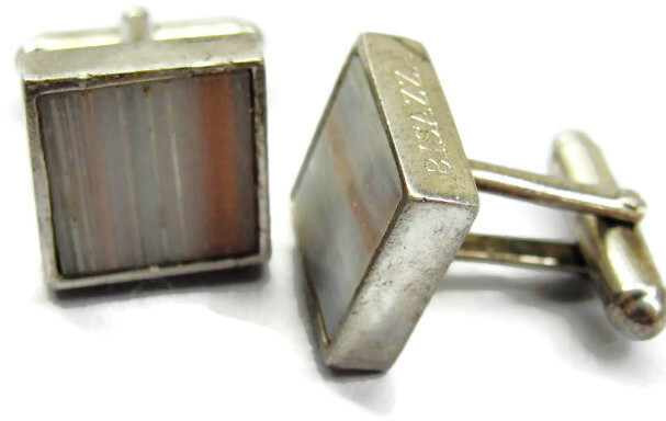 Cuff Links Square White Copper Flake Cufflink Vin… - image 4