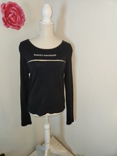 Women's Harley Davidson Logo Algona, Iowa Long Sleeve Black w/Rhinestones Top