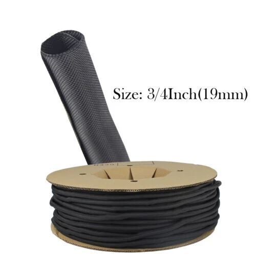 19mm 3/4" 10ft Braided Cable Sleeve Split Wire Loom Tubing Mesh Woven