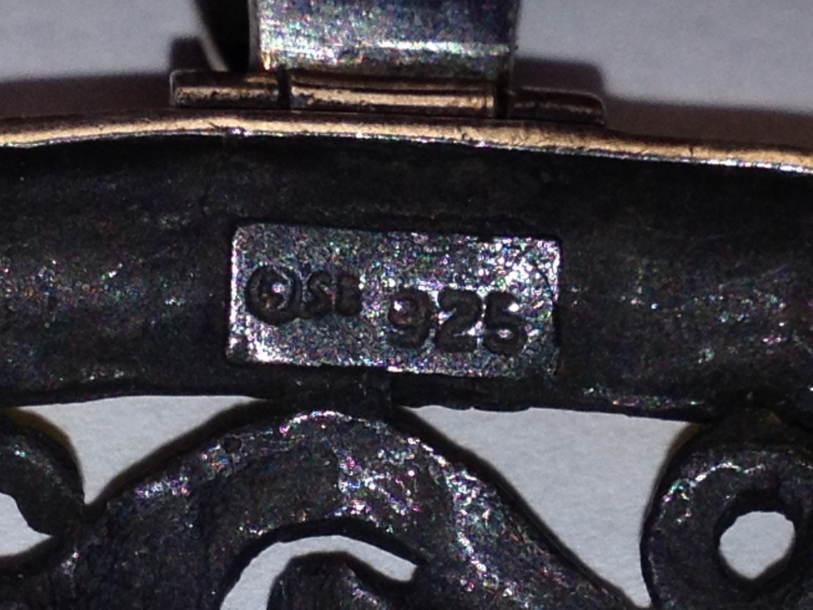 Sterling Silver Scroll Swirl Rectangular Pendant … - image 3