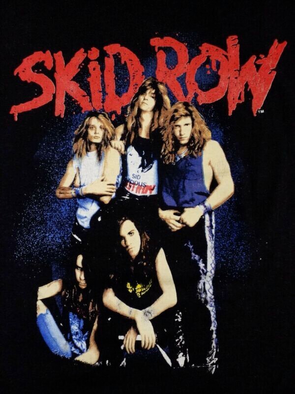 FILA Camicia vintage Skid Row Band nera manica corta taglia dalla S alla 4XL unisex TT494