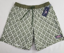 Vineyard Vines swim trunks shorts M Medium green white pockets 98 mens