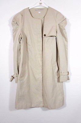 VTG 90s 3 SUISSES Women's Casual Glossy French Beige Retro Jacket Coat sz M BC48