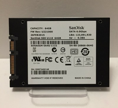 Ssd диск 64gb 2.5 sandisk u110 sdsa 6g-064g-1122 (sata iii) (619659114169)