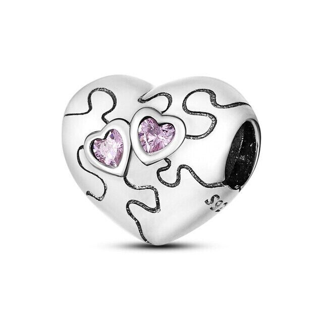 Sterling Silver 925 Heartbeat Charm with ECG Love Heart Design