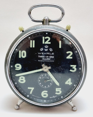 Vintage WEHRLE Three In One Alarm Clock Made In Germany - For