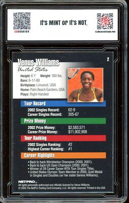 2003 NETPRO ウイリアムズシスターズ　ルーキーカード The Williams Sisters 2003 NetPro #51 Base Price Guide