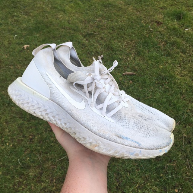 epic react flyknit triple white womens