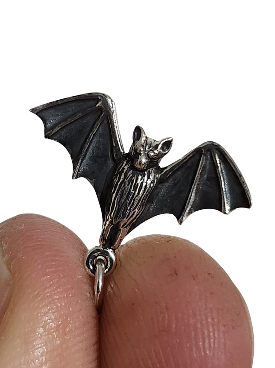 Pendente Pipistrello 925 Argento Sterling Gothic Vampiro Medioevo