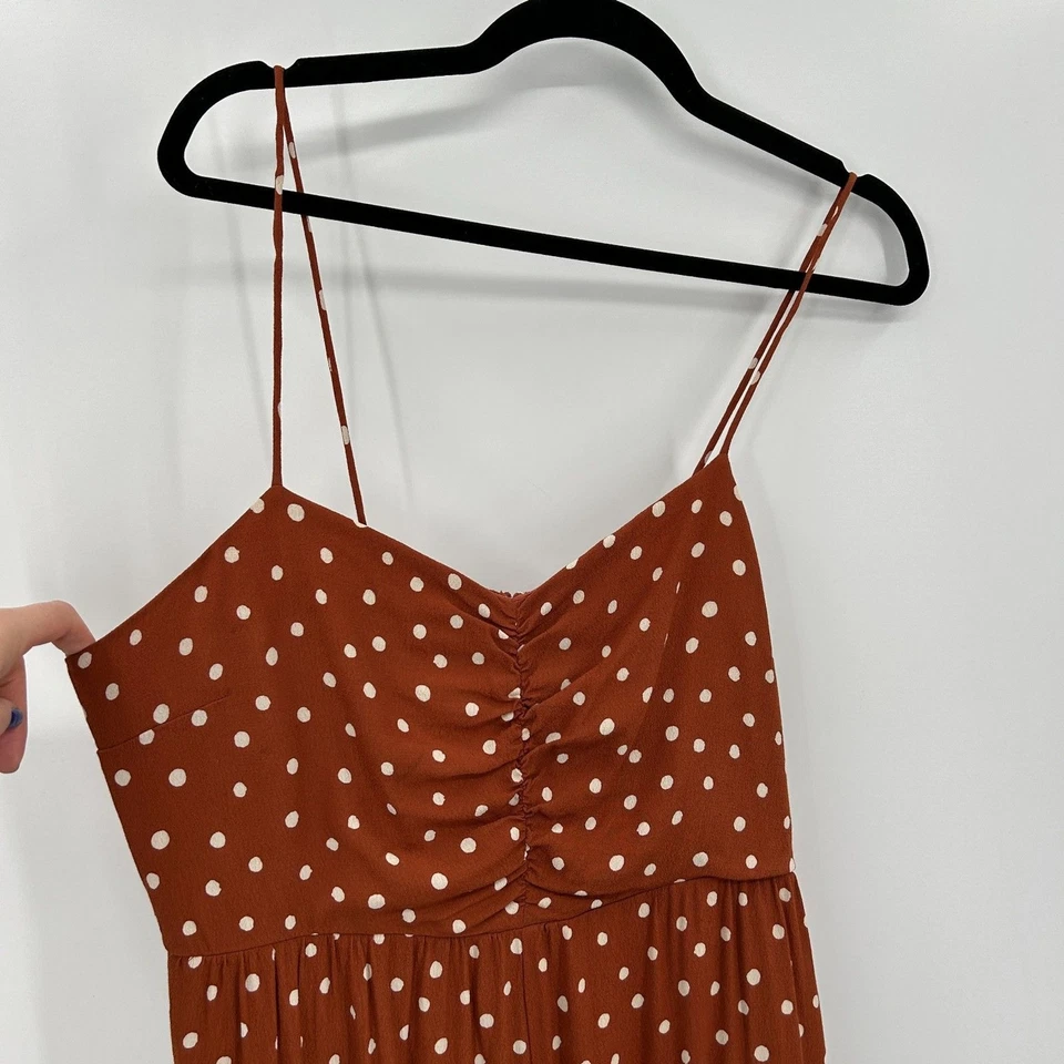 MADEWELL Burnt Orange White Polka Dot Lightweight Wide Leg Jumpsuit Size 14 - Image 4 of 4