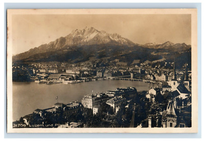 c1940 RPPC Luzern And Pilatus Vintage Postcard F6E