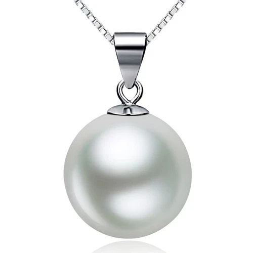 CHARM HUGE 12MM NATURAL SOUTH SEA GENUINE WHITE ROUND PEARL PENDANT 1265