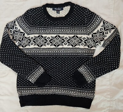 Brooks Brother Fleece Boys Crew Neck Nordic Snowflake Sweater Sz. M 10 12 NEW