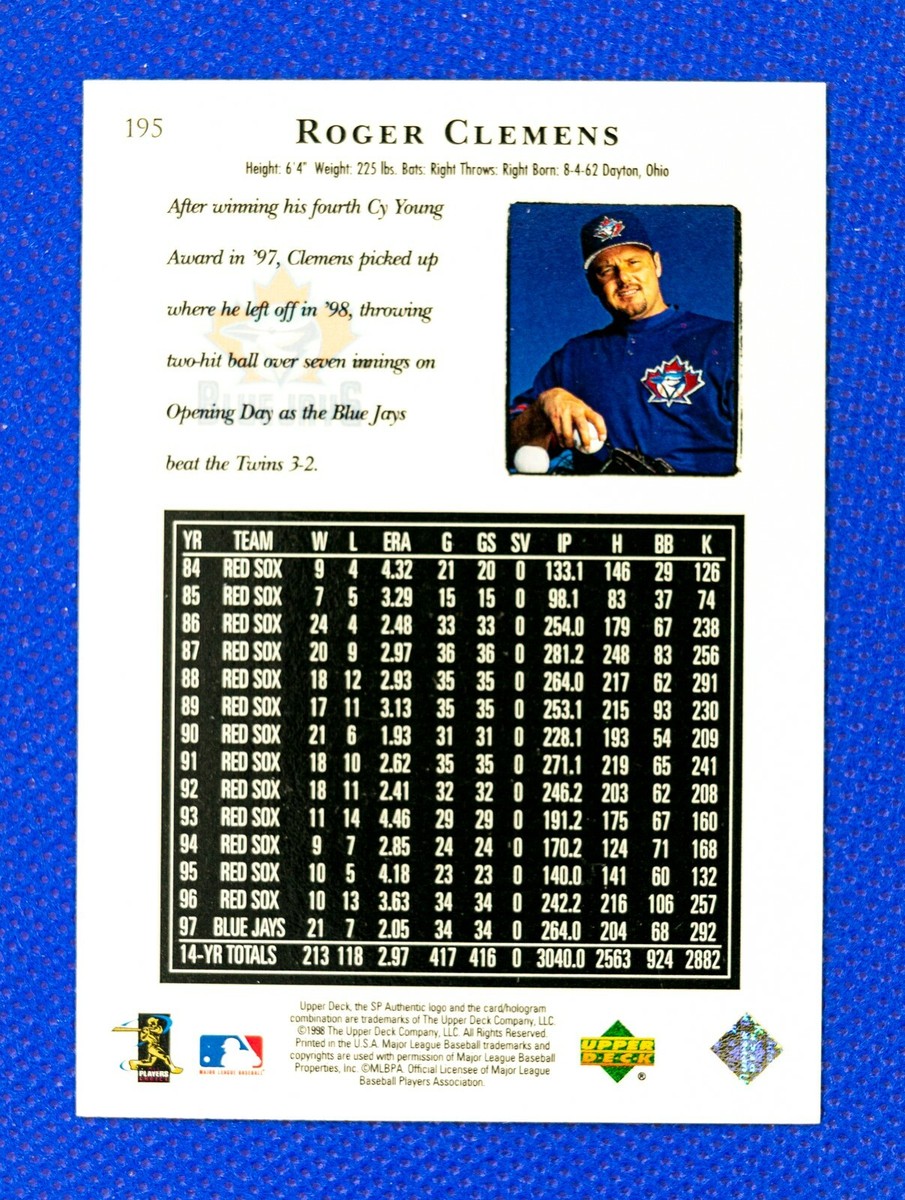 Roger Clemens #195 (1998 SP Authentic) Baseball Card, Toronto Blue