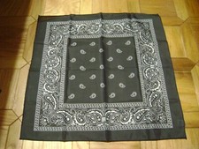 BLACK PAISLEY POLYESTER BANDANNA