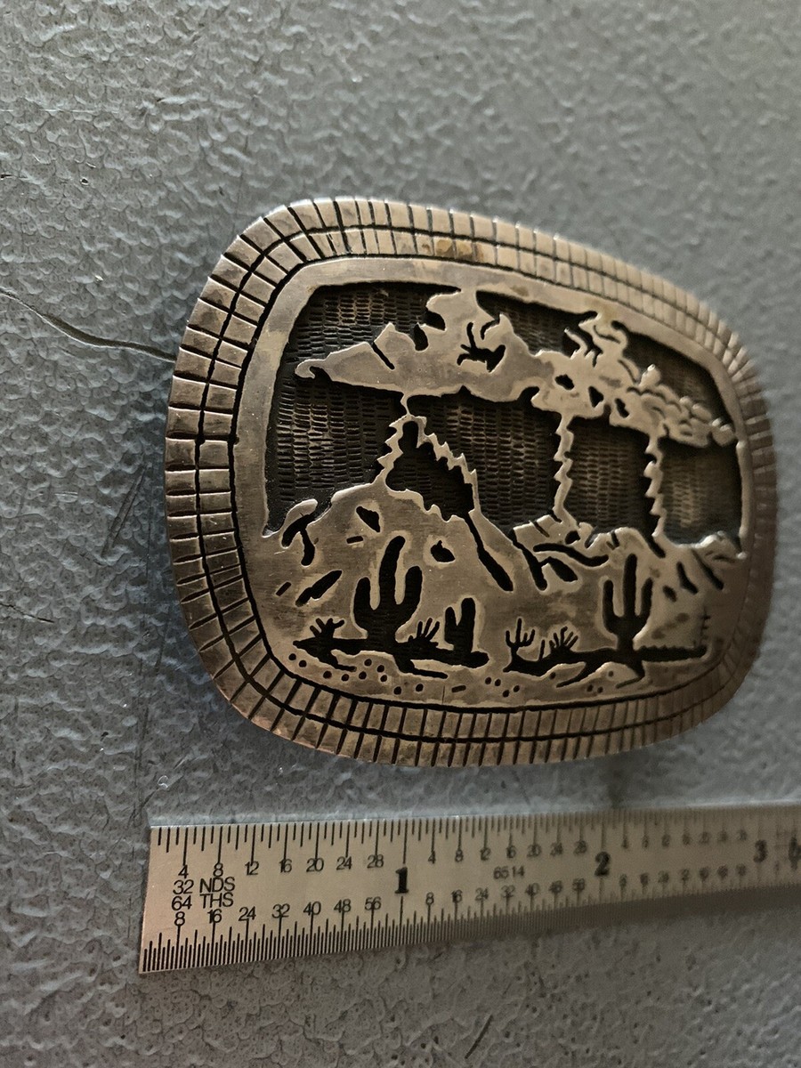 Vintage JB Marked Handmade Pictorial Sterling Silver Belt