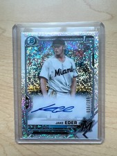 JAKE EDER AUTO 1st 2021 Bowman Chrome Prospects SPECKLE REFRACTOR/299 Marlins RC