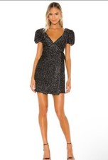 NEW Lovers Friends Giana Mini Black Wrap Tinsel Dress S Glitter Party Whimsigoth