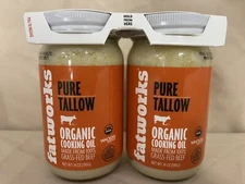 2 JARS Fatworks Pure Grass-Fed Beef Tallow 14 Oz Premium ORGANIC Cooking Oil