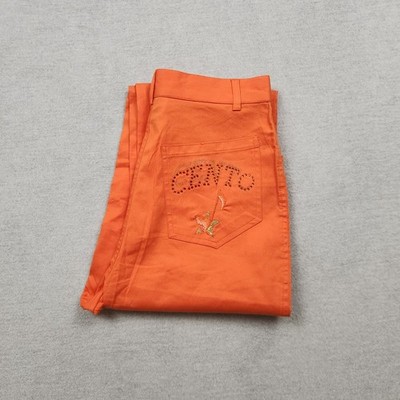 Cento Iceberg Damen Hose Stoff Chino W26 L30 Gr. 42 Orange Slim Jeans Stretch