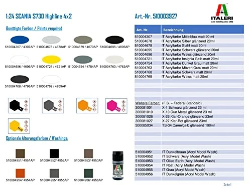 Italeri-3927 Scania S730 Highline 4x2, Scala 1:24, Model Kit, Modello in Plastic - Immagine 2 di 4