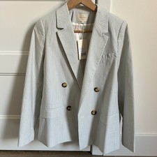 NWT 🇫🇷 Rare Sézane Christie Jacket Striped Blazer Blue & White Size US 6